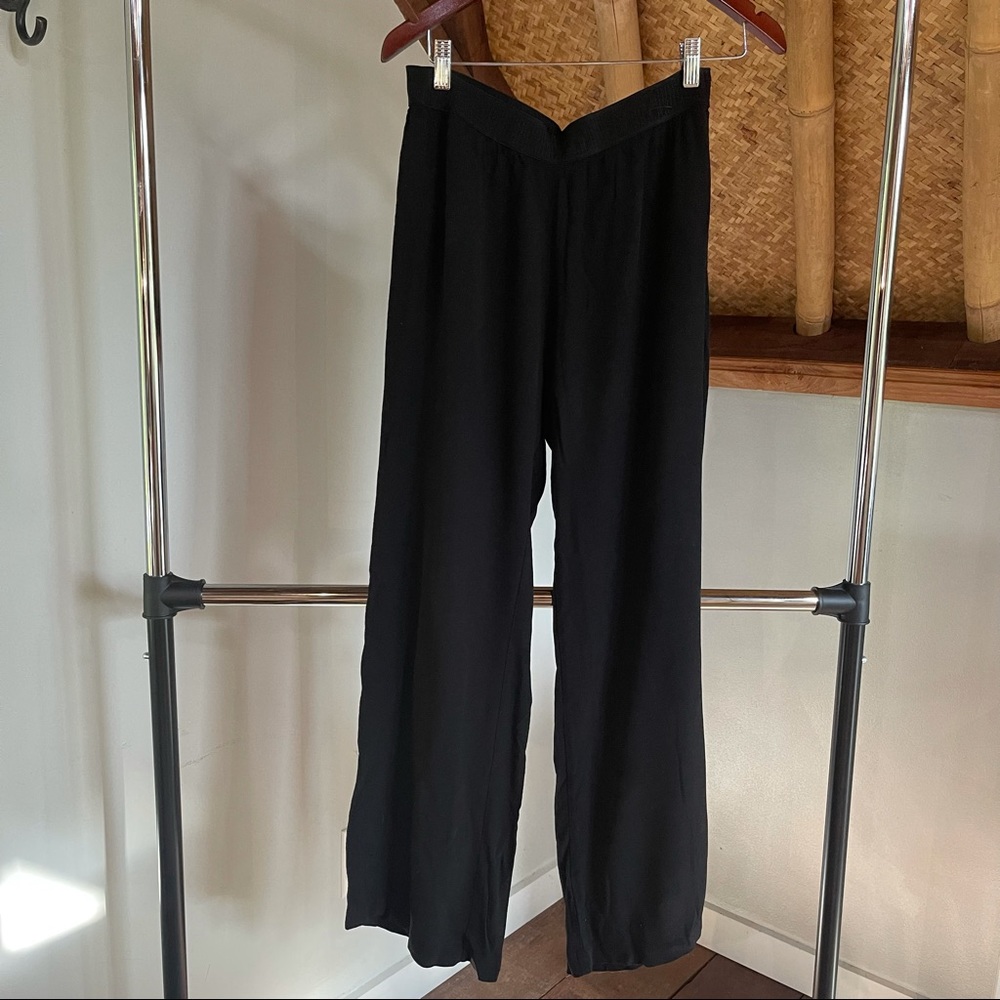 Samsoe Samsoe Black Wide Leg Soft Pants Size S